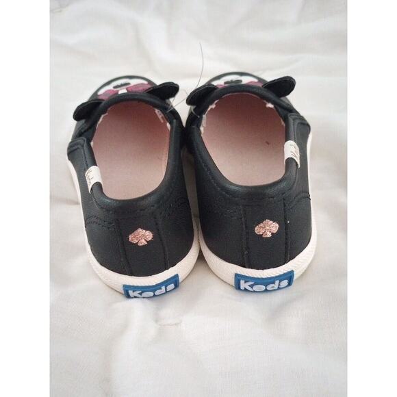 Kate Spade Keds Shoes Toddler 6 New Francois Black Dog Pink Glitter Slip On - Picture 3 of 6